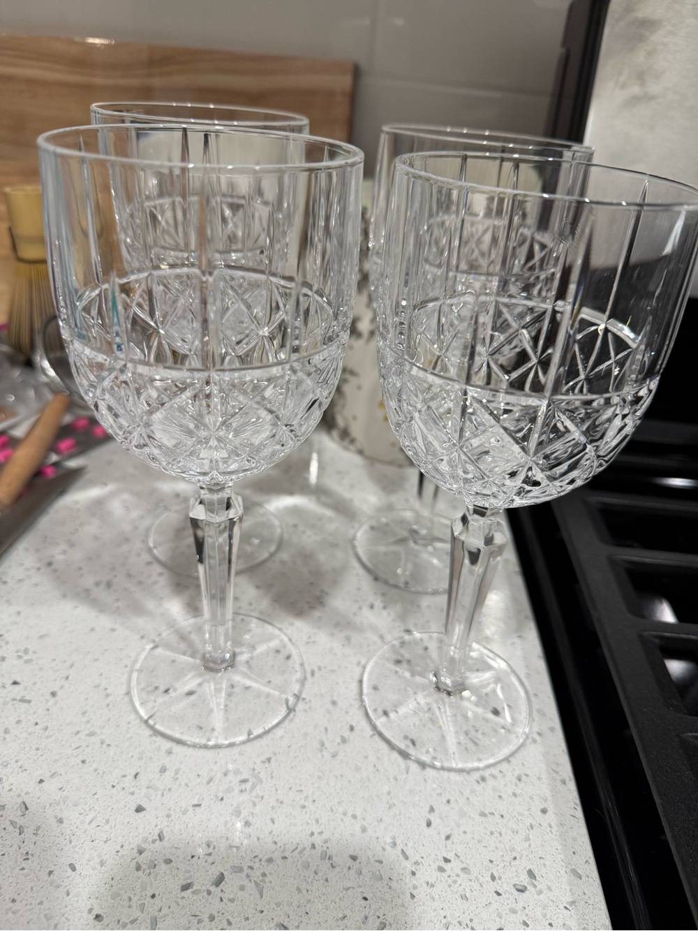 Waterford Crystal-Cut Clear Wine Glasses - Set of 4